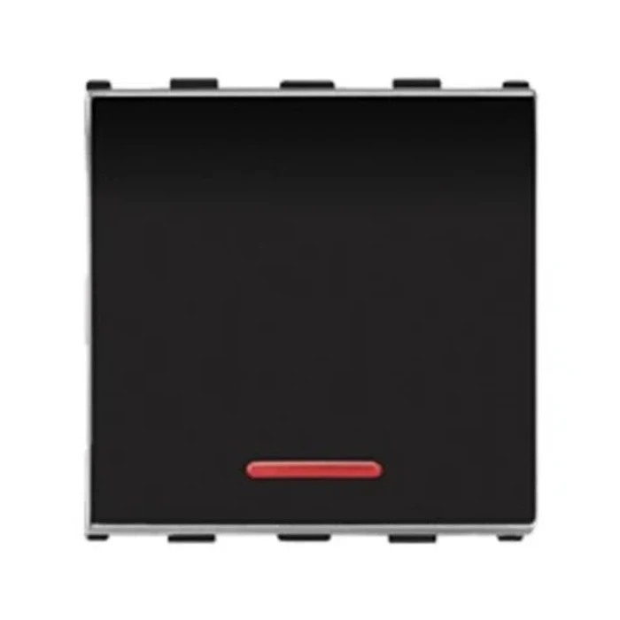 Panasonic Europa 10AX 1-Way 2-Module Wide Rocker Switch with Indicator | Heavy-Duty Illuminated Large Surface Light Switch in Designer Black | WIPM5121GB