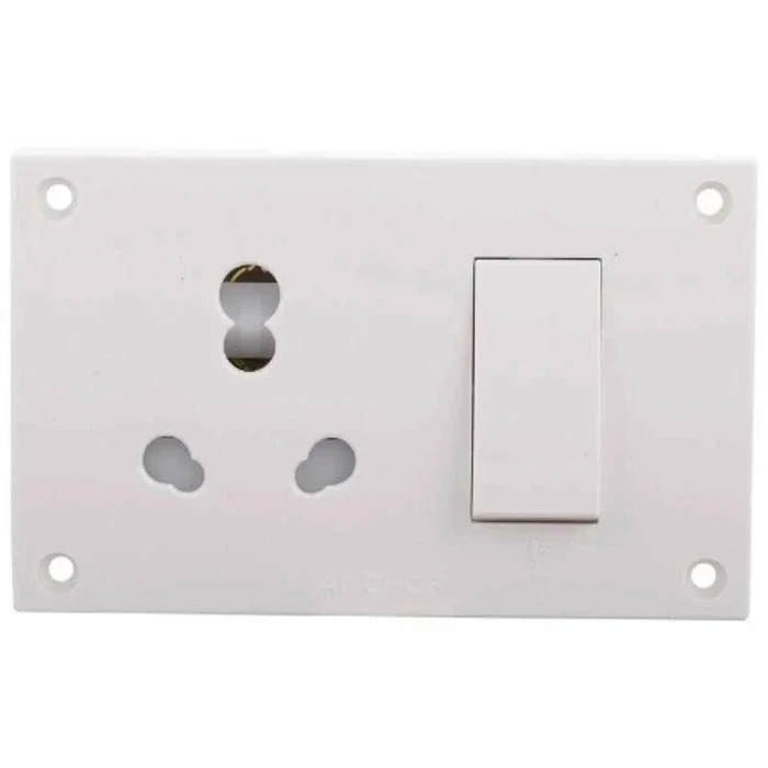 Anchor Penta PC 20A/10A (6A/16A) Universal Switch Socket Combined Unit 240V | 4-Fixing Hole IP20 Finger-Proof Wall Appliance Power Point (White) | 14615