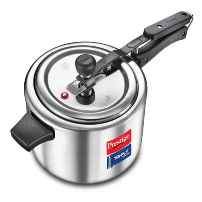 Prestige Tri-Ply Stainless Steel Svachh Induction Base Pressure Cooker | All-Round Full Body Cladding with Spill-Control Deep Lid | Available in 2L, 3L, & 5L Sizes