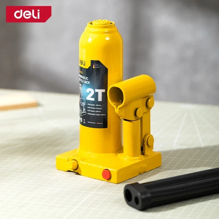 Deli Tools 2-Ton Hydraulic Bottle Jack | Heavy-Duty Welded Auto Lift with Safety Valve (180mm - 333mm) | EDQ71002