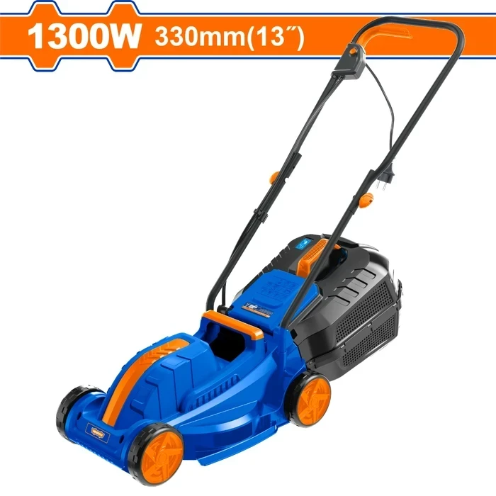 Wadfow 1300W Professional Electric Lawn Mower | 330mm Maximum Cutting Diameter Rotary Push Mower with 3-Gear Height Adjustment, 20-60mm Range & 30L Debris Grass Bag | WEN3205