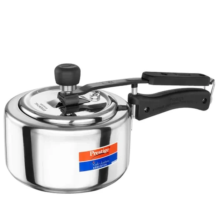 Prestige Nakshatra Essential Svachh 2L Stainless Steel Pressure Cooker | Tri-Ply Sandwich Base with Spill-Control Deep Lid | Gas & Induction Compatible | Model 20536