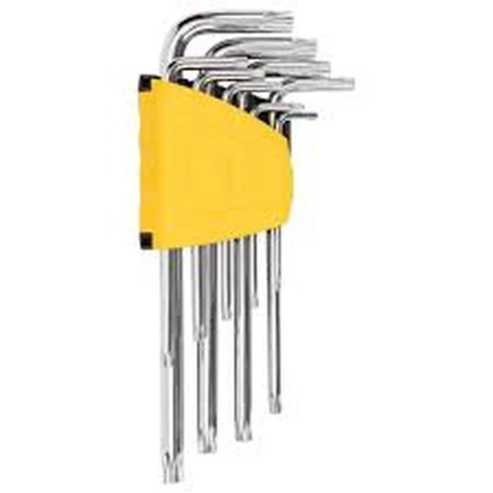 Deli 9PCS Heavy-Duty L-Shaped Torx Key Set | Premium Chrome Vanadium Steel Precision Star Key Wrench Kit T10 to T50 with Compact Folding Holder | EDL3091