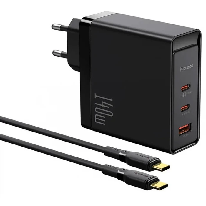 MCDODO 140W GaN 5 Pro Fast Charger | Triple-Port 2x USB-C & 1x USB-A Matrix | Industrial Strength Efficiency | CH-2913