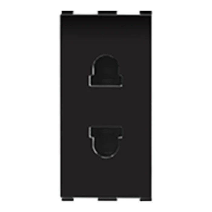 Anchor Roma 66401B 6A 2-Pin Uro Socket | Compact 1-Module Power Logic | Black Finish | Flame Retardant Polycarbonate Shield