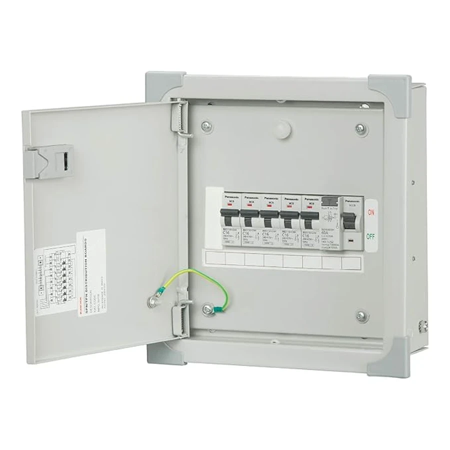 Anchor 98302 SPN Double Door Distribution Board 8 Way - Single Phase, CRCA Steel, 100A Busbar, IP42 Dust Protection, Ideal for Residential and Small Office Circuits