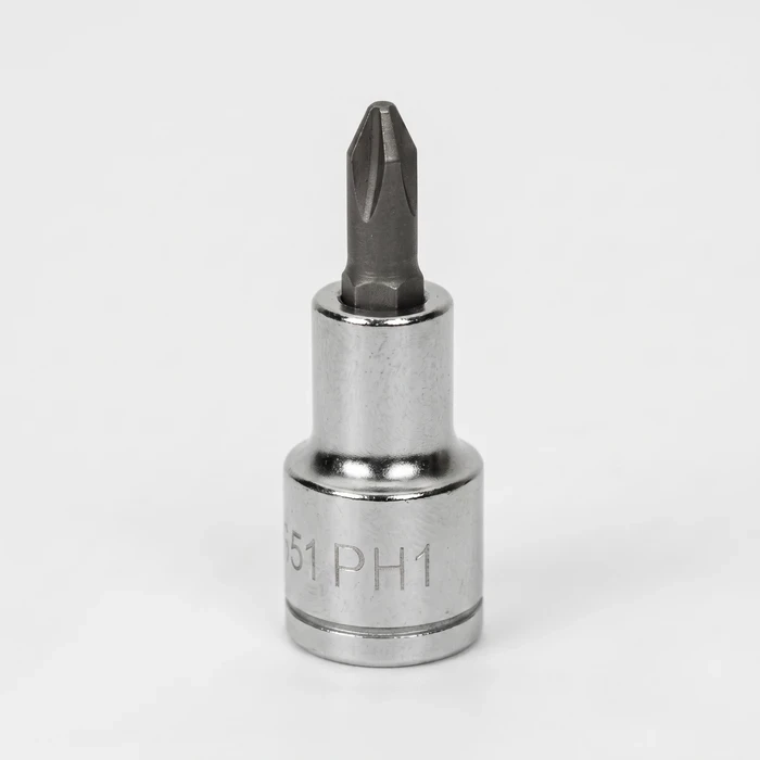Baum 1/2" Drive Phillips Cross-Recess Chrome Vanadium Steel Matte Double Chrome Plated Heavy Duty Screwdriver Bit Socket Art-402