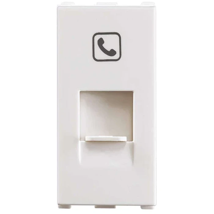 Anchor Roma 66551 RJ11 Telephone Jack with Shutter | Single Port Voice Logic | 1-Module Modular | Flame Retardant Polycarbonate Shield