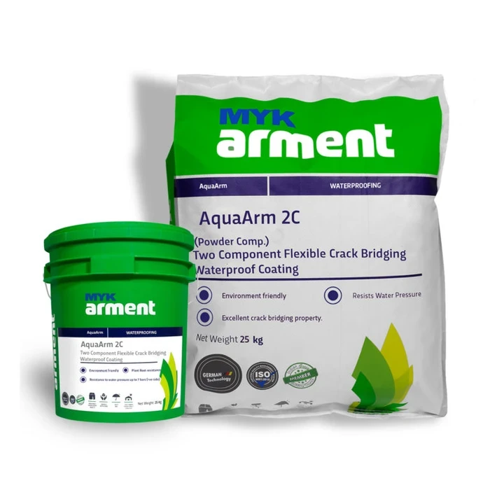 AquaArm 2C Two-Component Elastomeric Acrylic Polymer Modified Cementitious Waterproof Coating | High-Flexibility Membrane for Podium Slabs, Pools, Terraces & Basements | AquaArm Series