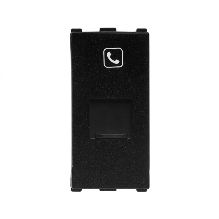 Panasonic Europa 1-Module RJ11 Single Telephone Jack with Safety Shutter | Dust-Proof Landline & Intercom Outlet in Designer Graphite Black | WIPM2164GB
