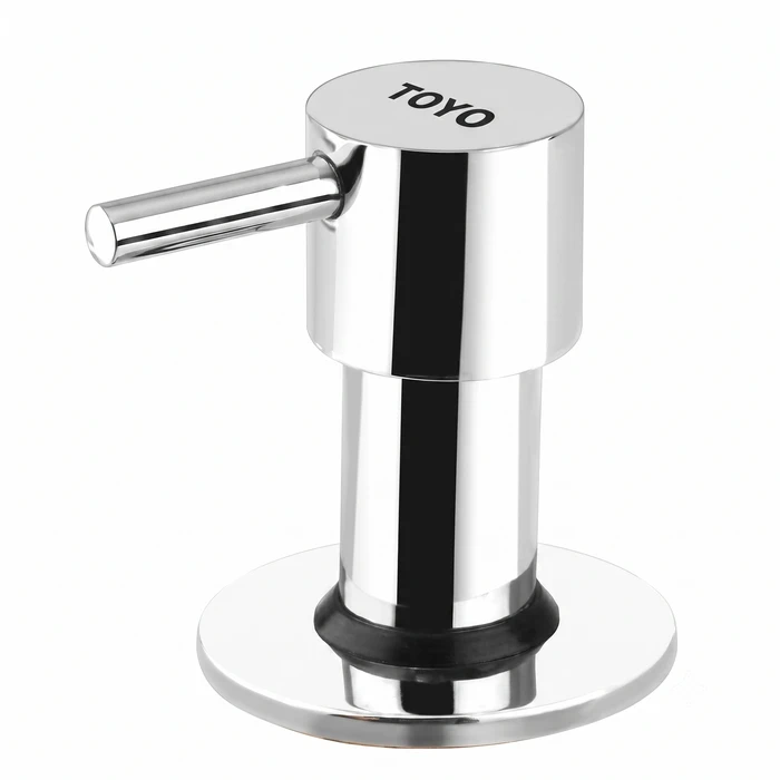 Toyo Chrome Exposed Upper Part Trim Kit for Concealed Stop Cock with Handle & Wall Flange | RU-51317