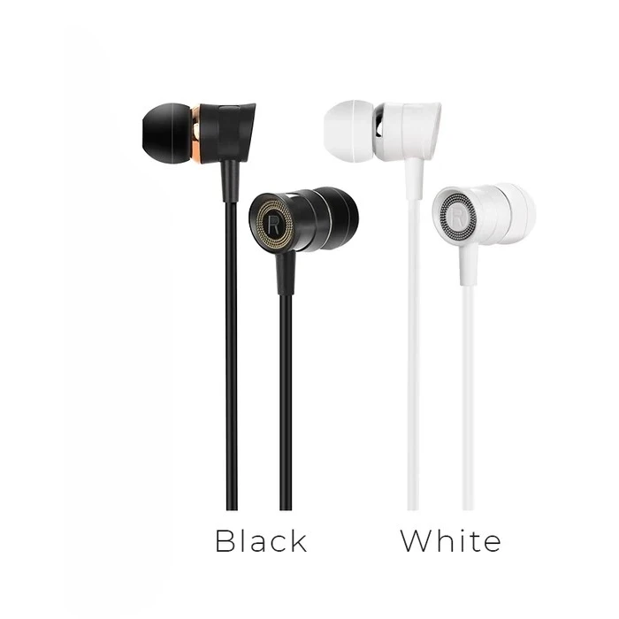 HOCO Pleasant Sound Universal Earphones with Mic | 10mm Driver | 16 Ohm Impedance | Black, White Finish | M37