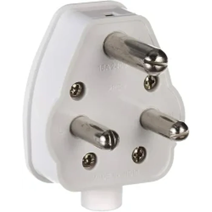 Anchor by Panasonic 16A 3-Pin Polycarbonate Heavy-Duty Rewirable Male Plug Top (White, Red/White & Green/White Options) | 240V Power Cord Termination for AC, Geysers & High-Load Appliances | 38637 / 3