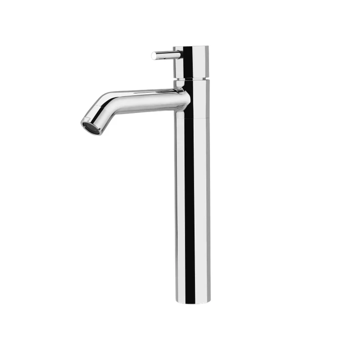 TOYO-RU-51307 Premium Tall Pillar Cock | Solid Brass High-Rise Faucet for Above-Counter Vessel Sinks with Single Lever Flow Control and Mirror Chrome Finish
