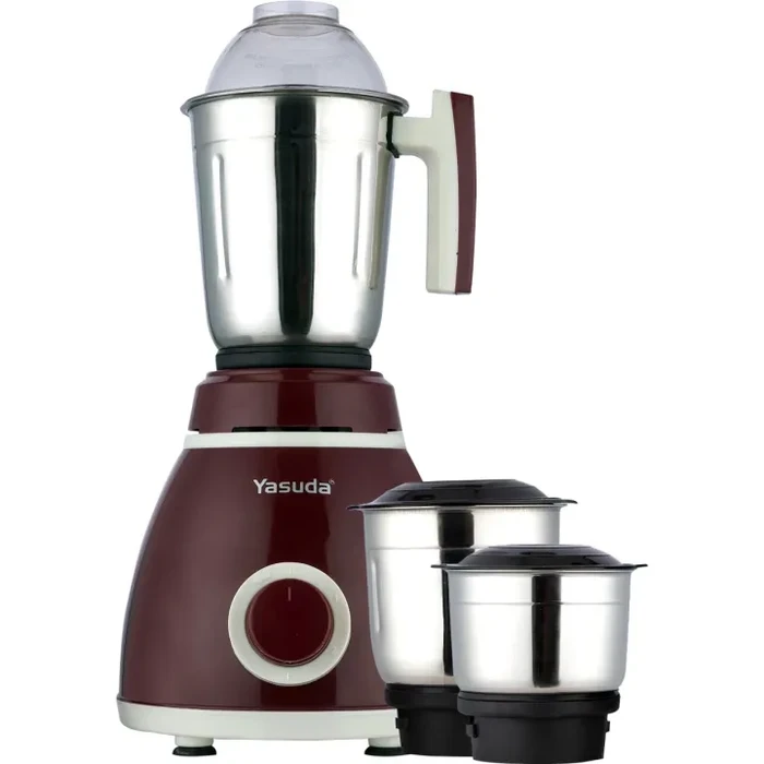 Yasuda Crusto 550W Mixer Grinder | 3 PC Jars Included with Flow Breakers | Elegant Brown High-Efficiency Universal Motor Anti-Rust Blades ABS Body Blender | YS-3550U