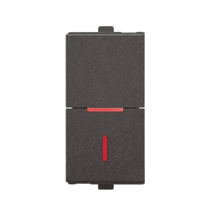 Anchor Flat Series 6AX 1-Way Thin Slim Switch with Indicator | 1 Module 100W SBL LED Load Flame-Retardant Polycarbonate (Black) | 65151B