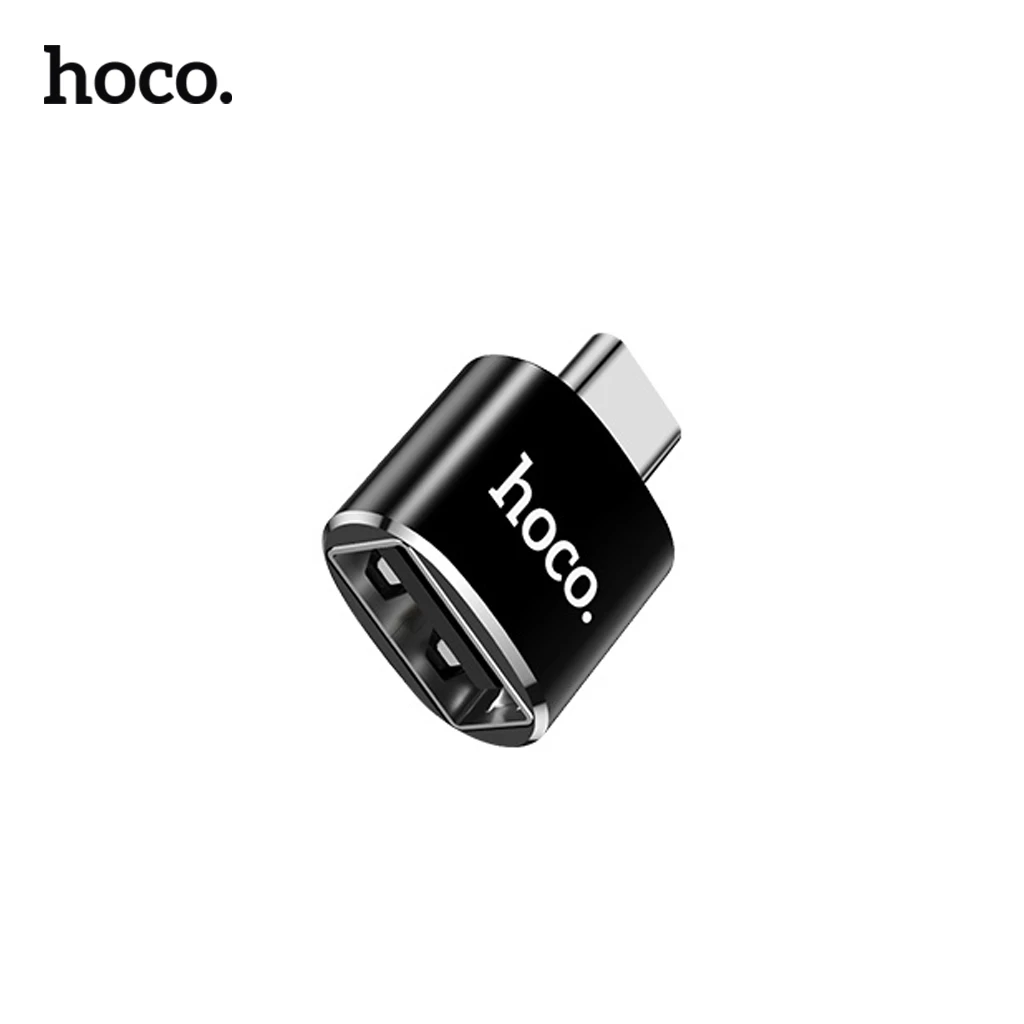 Hoco Type-C Male to USB-A Female OTG Converter | High-Velocity Charging & Data Sync Matrix | Aluminum Alloy Shell | Black | UA5