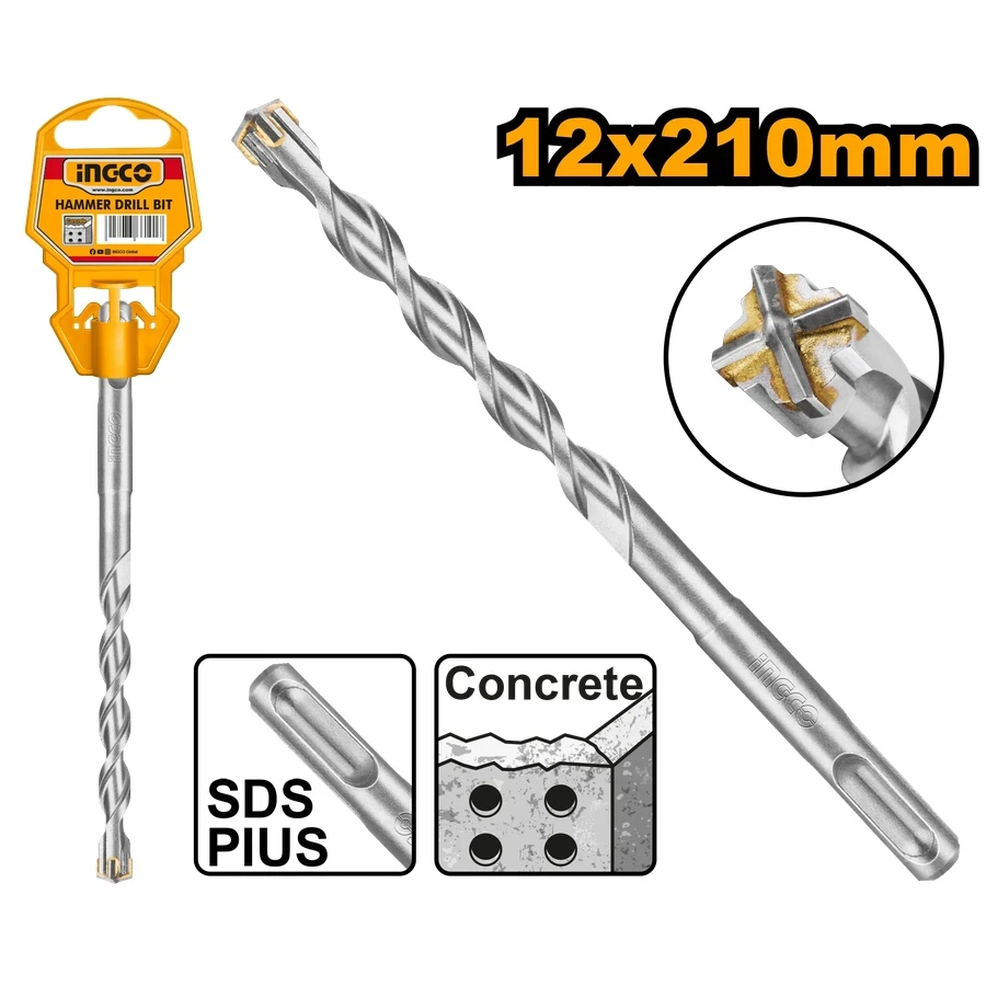 SDS Plus Hammer Drill Bit | DBH1211202C | 12mm x 210mm Extra-Long Cross Carbide