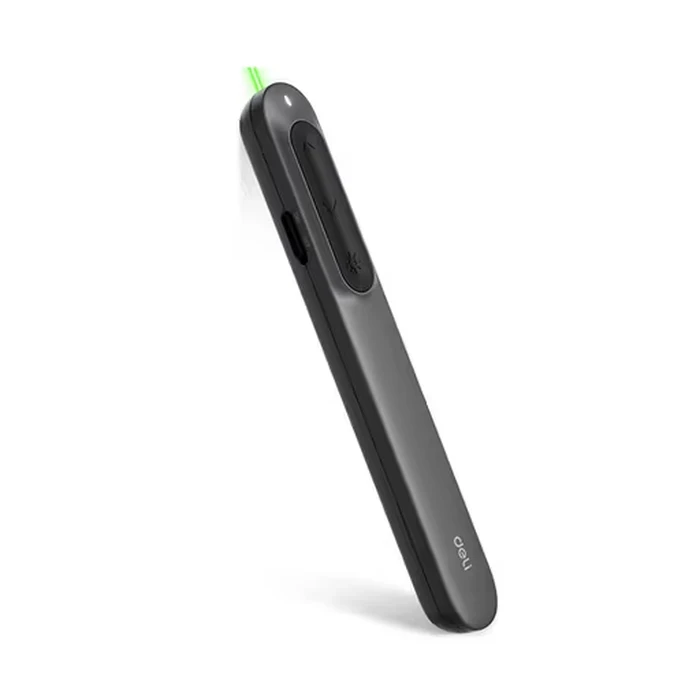 Deli Wireless Presentation Remote Clicker | 100M Long-Range Red Laser Pointer | Dual Type-C & USB-A Hybrid Receiver | ES002