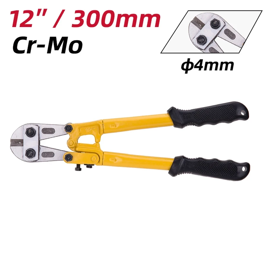 Deli 12" Heavy-Duty Compound Action Bolt Cutter | Forged Cr-Mo 56 HRC Steel Blade Compact Shears with Two-Tone TPR Anti-Slip Handles | EDL2687 (Yellow)