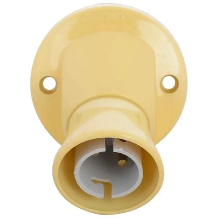 Anchor by Panasonic 6A 240V Metal Ring B22 Angle Lamp Holder | Directional Wall Surface Mount Bulb Socket in Ivory Finish | 51169