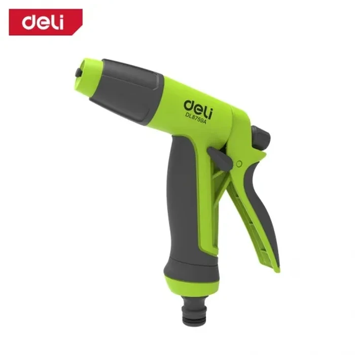 Deli Tools Garden Water Spray Gun | 3-Way Adjustable Plastic Trigger Hose Nozzle with Soft TPR Grip & 3/4" Quick Connector | EDL8759A