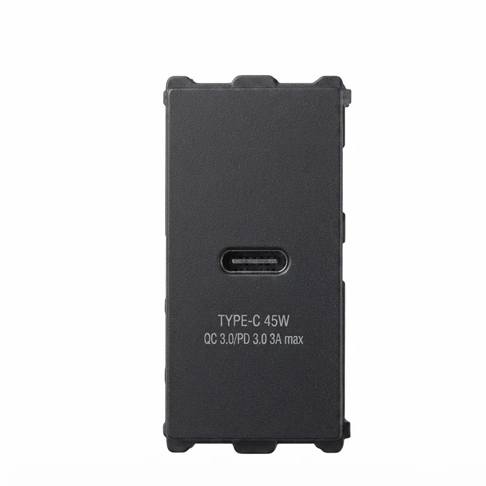 Anchor Roma Urban 1-Module (1M) 18W USB-C Power Delivery (PD) Charger | In-Wall Fast-Charging Modular Type-C Socket | 66717GB (Graphite Black)