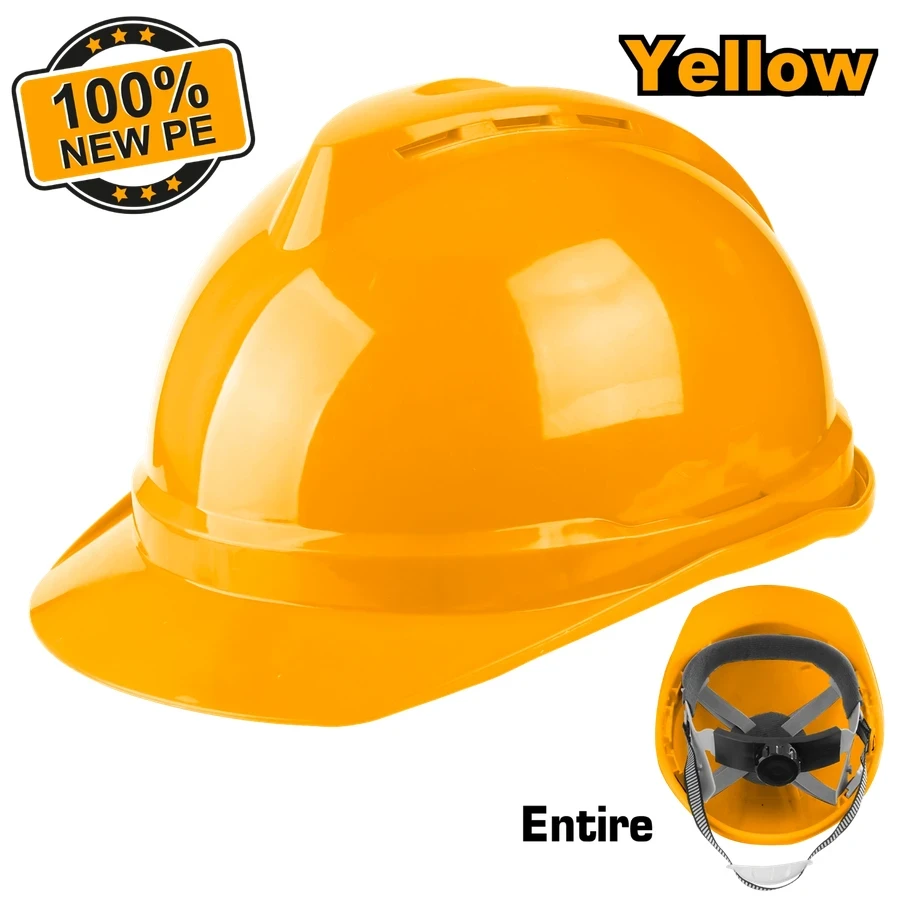 Professional Industrial Hard Hat Safety Helmet | High-Density ABS Shell & 8-Point Ratchet Suspension | High-Visibility Yellow | HSH201