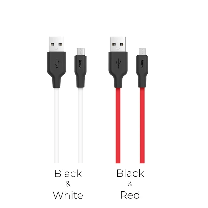HOCO Silicone Charging Cable | Micro-USB Connectivity Logic | 2.0A High-Fidelity Power Matrix | X21