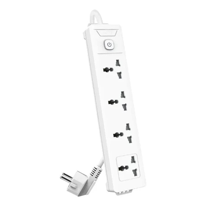 Deli 4-Socket Universal Multiplug Power Strip | 2500W One-Piece Copper Busbar Extension Board | 3-Meter Cable & Master Switch | T403