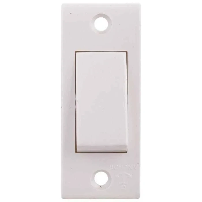 Anchor Penta PC Cherry 6A 1-Way Electrical Switch 240V | Spark-Shield Polycarbonate Wall Light Switch with Orientation Arrow (White) | 14121