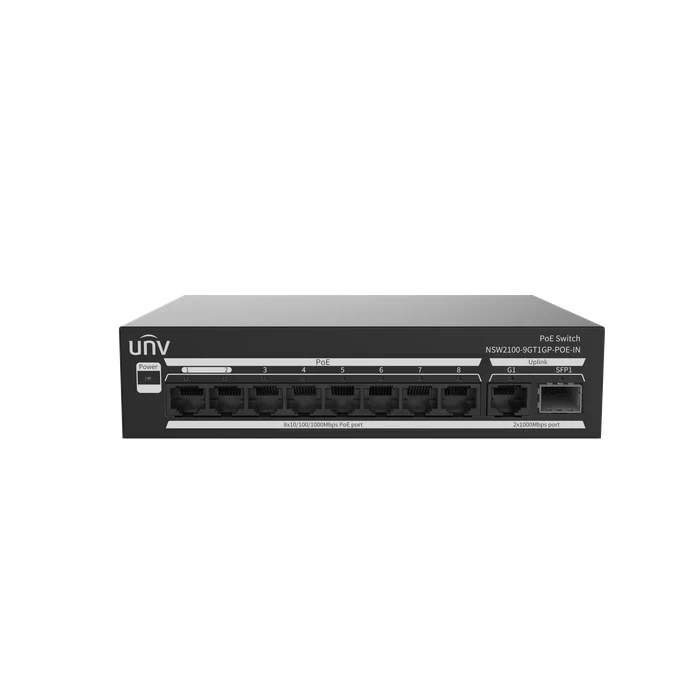 UNV 8-Port Gigabit Cloud Managed PoE Switch with 120W Budget, SFP Uplink & 250m Extend Mode | NSW2100-9GT1GP-POE-IN