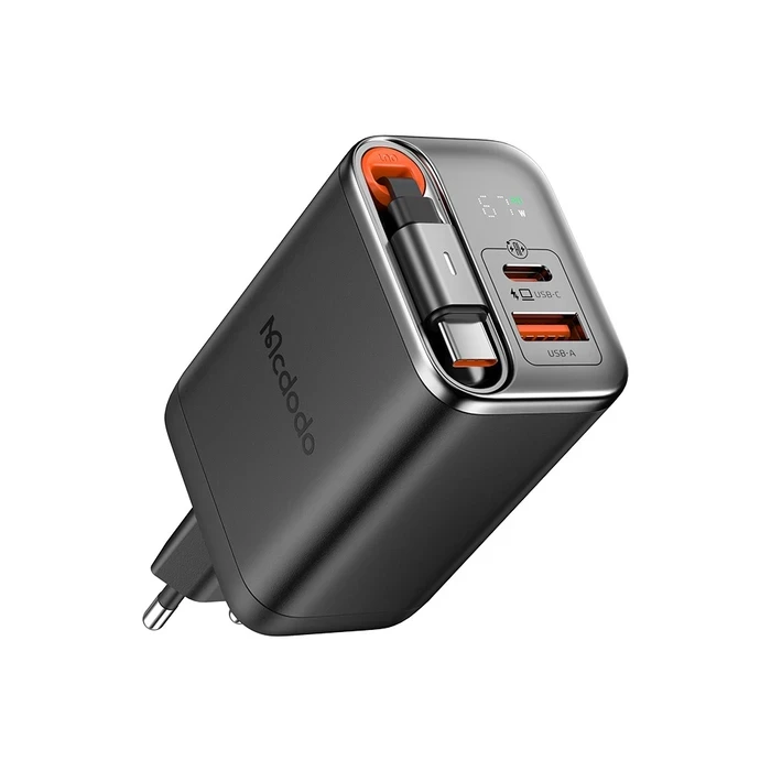 MCDODO 67W GaN Fast Charger | 65cm Retractable Type-C Cable Logic | LED Real-Time Power Matrix | CH-410