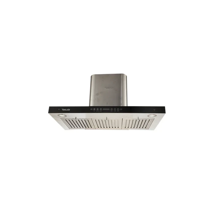 Yasuda 90cm T-Shape Kitchen Chimney with Auto Clean Function | 1250 m³/hr Heavy Duty Suction Iron Cabinet Metal Blower | 3 SS Baffle Filters Touch & Sensor Controls | YS-C90SBA