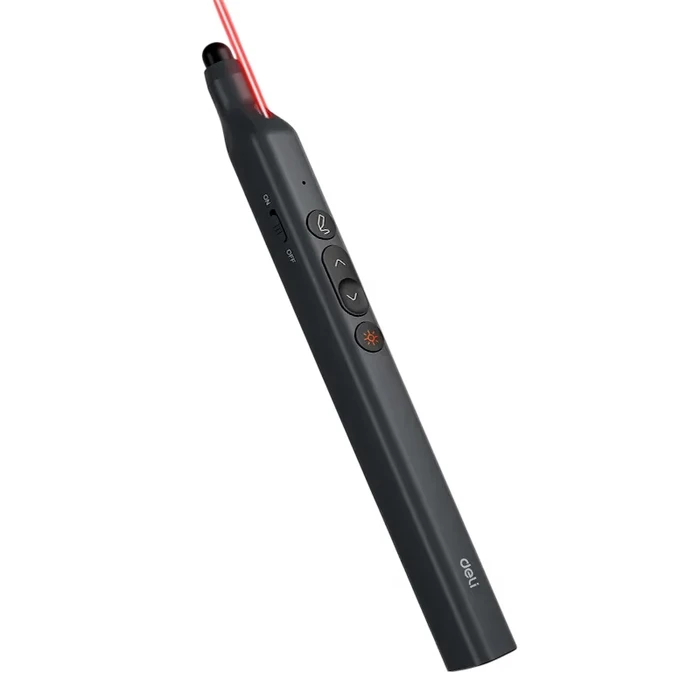 Deli Telescopic Wireless Remote Clicker | Touchscreen Stylus & 100M Red Laser Pointer | Dual USB-A & Type-C Receiver | ES003