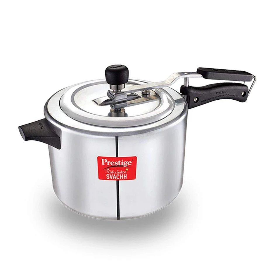 Prestige Nakshatra Plus Svachh Straight Wall 10734 | 5 LTRS | Stainless Steel Pressure Cooker | Deep Lid Spillage Control Alpha Induction Base