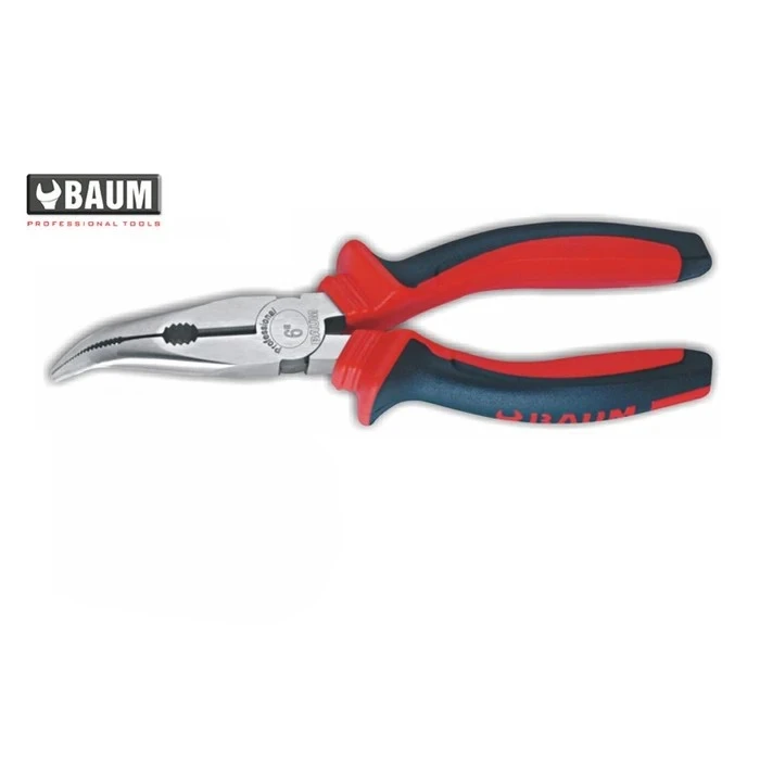 BAUM Heavy-Duty Bent Nose Pliers with Induction Hardened Wire Cutter & Ergonomic Dual-Component Handles | Black Phosphated Finish | Model ART 111 DC (Sizes 6" & 8")