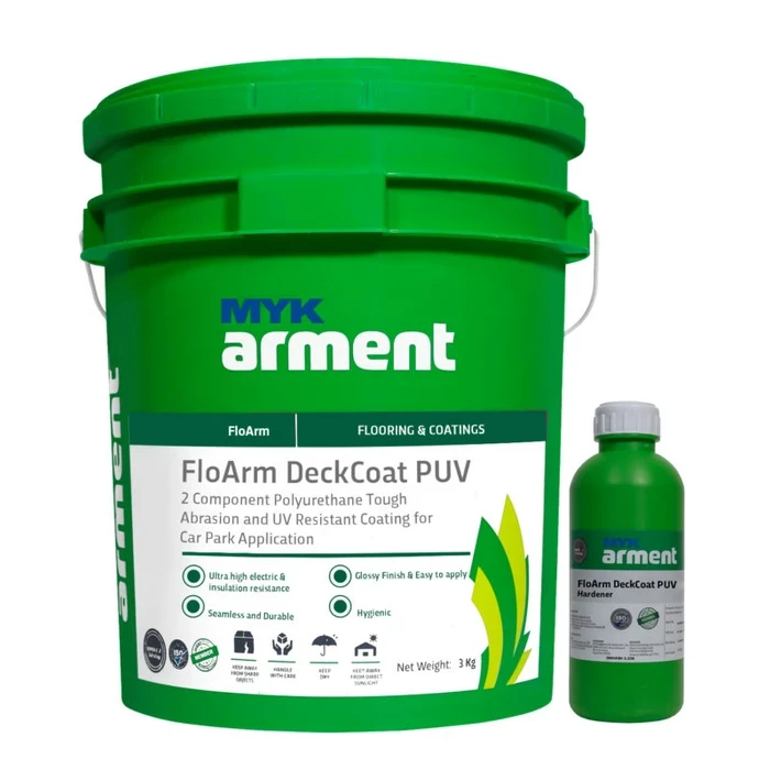 FloArm DeckCoat PUV Professional 2-Component Aliphatic Polyurethane Car Park Coating | UV-Resistant Non-Yellowing Exterior Deck Sealer | 3kg Kit