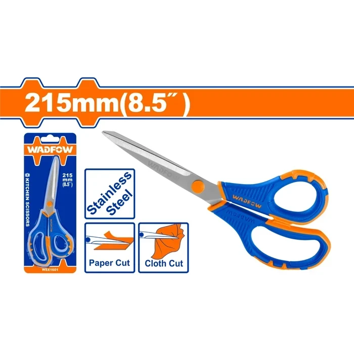 Wadfow 215mm (8.5") Professional Stainless Steel Scissors | Heavy-Duty Industrial Shears with Anti-Friction Sand Blast Surface & Ergonomic Unique Design Handle | WSX1601
