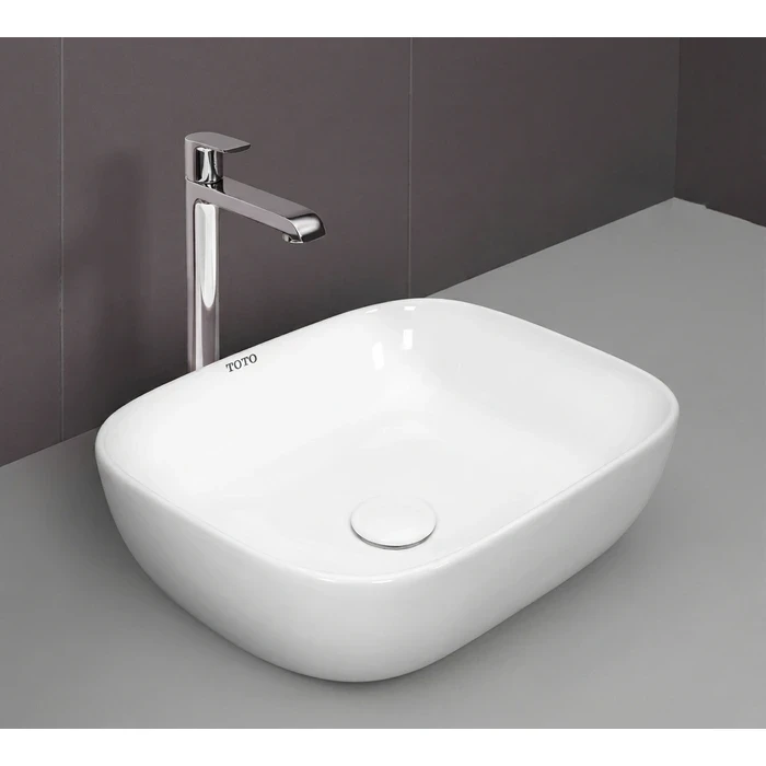 Toyo White Counter Top Basin 18" x 13.5" | Luxury Compact Table Top Wash Basin | Premium Vitreous China Ceramic Bathroom Vanity Sink | 455x340x130mm | TOYO-24116