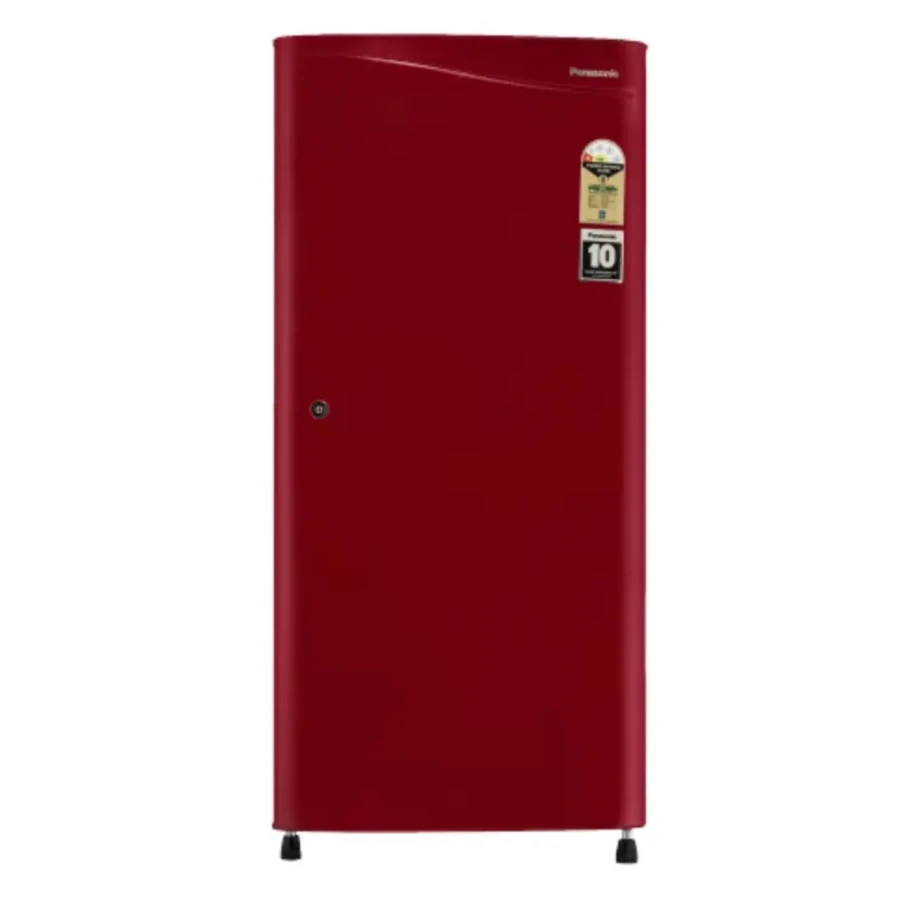 Panasonic 190 Litre Single Door Direct-Cool Refrigerator | Solid Wine Red Fridge with Humidity Control, Toughened Glass & Pocket Handles | NR-A202BURX