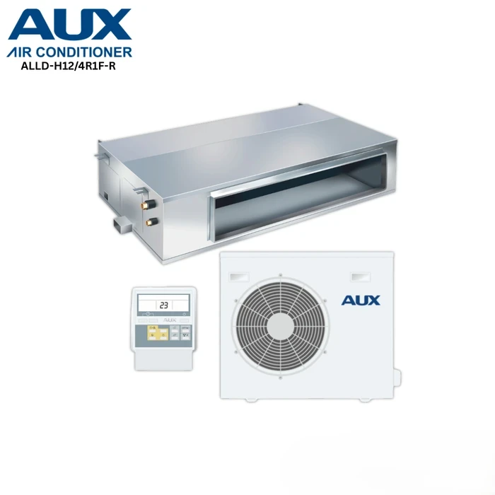 AUX 1.0 TR Fixed Speed Ceiling Concealed Ductable Air Conditioner | ALLD-H12/4R1F-R Non-Inverter | Space-Saving Hidden HVAC Blower System with Remote Control