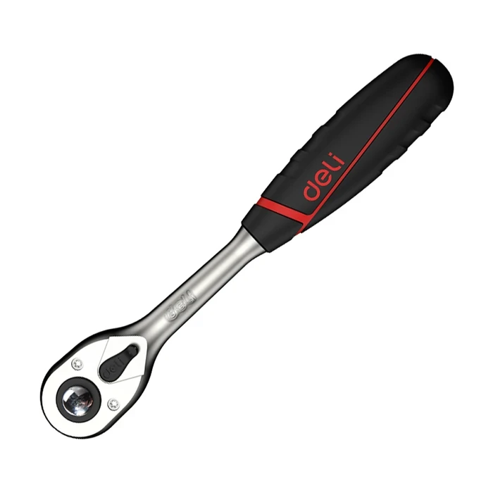 Deli 1/2" Drive Professional 72-Tooth Reversible Ratchet Wrench | Heavy-Duty 250mm Heat-Treated CrMo Steel Socket Driver with Quick Release & 5° Swing Arc | EDQ43802