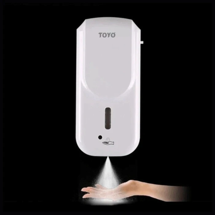 TOYO 1000ml Automatic Touchless Sanitizer Dispenser | Induction Infrared Sensor 1 to 3 ml Adjustable Output | Hybrid AC & DC Power Framework Virgin ABS White | TOYO-1505