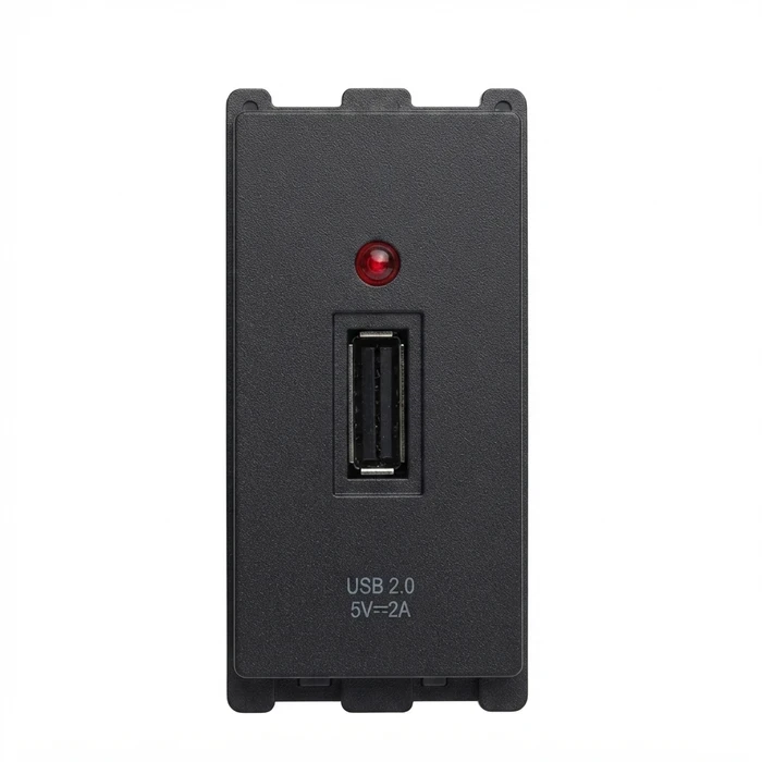 Anchor Roma Urban 1-Module (1M) Single Port Fast USB-A Charger 5V 2.1A | CRS-Certified Flame-Retardant Modular Wall Charger | 66715GB (Graphite Black)