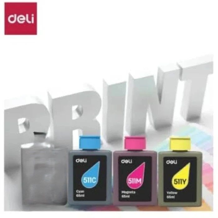 Deli 65ml Color Refill Ink Bottles | 7,000 Page Yield & Cyan Magenta Yellow Dye Formula | Anti-Spill & Clog-Resistant | 511 (D511W / D516W)