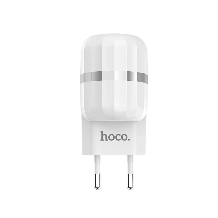 HOCO Wisdom Dual-Port Charging Adapter | 2.4A Intelligent Balance Matrix | Private Mold Shield | White | C41A