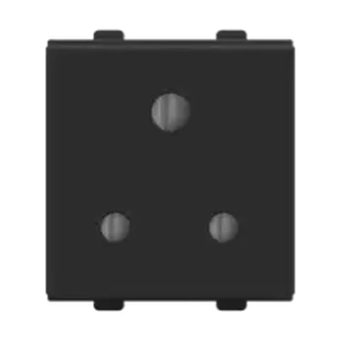 Anchor Roma Urban 66455B 6A/16A Twin Socket | Dual-Amperage Power Logic | ISI Certified | 2-Module Modular | Black Finish