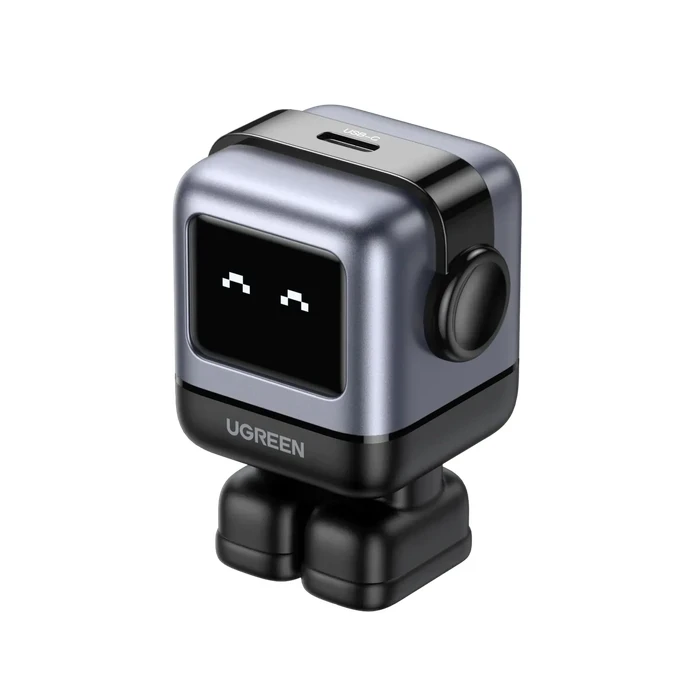 UGREEN Uno RG 30W USB-C PD GaN Fast Charger | Fun Robot-Shaped Mini Wall Adapter with Smart LED Display (Space Gray, US Plug) | Uno RG Series