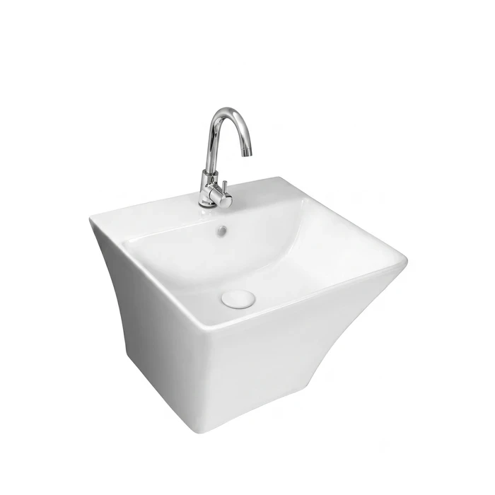 TOYO 19.3-Inch One Piece Wall Hung Wash Basin | Double-Fired Premium Vitrified Ceramic | Space-Saving Floating Design Glossy White Finish | Toyo-25511